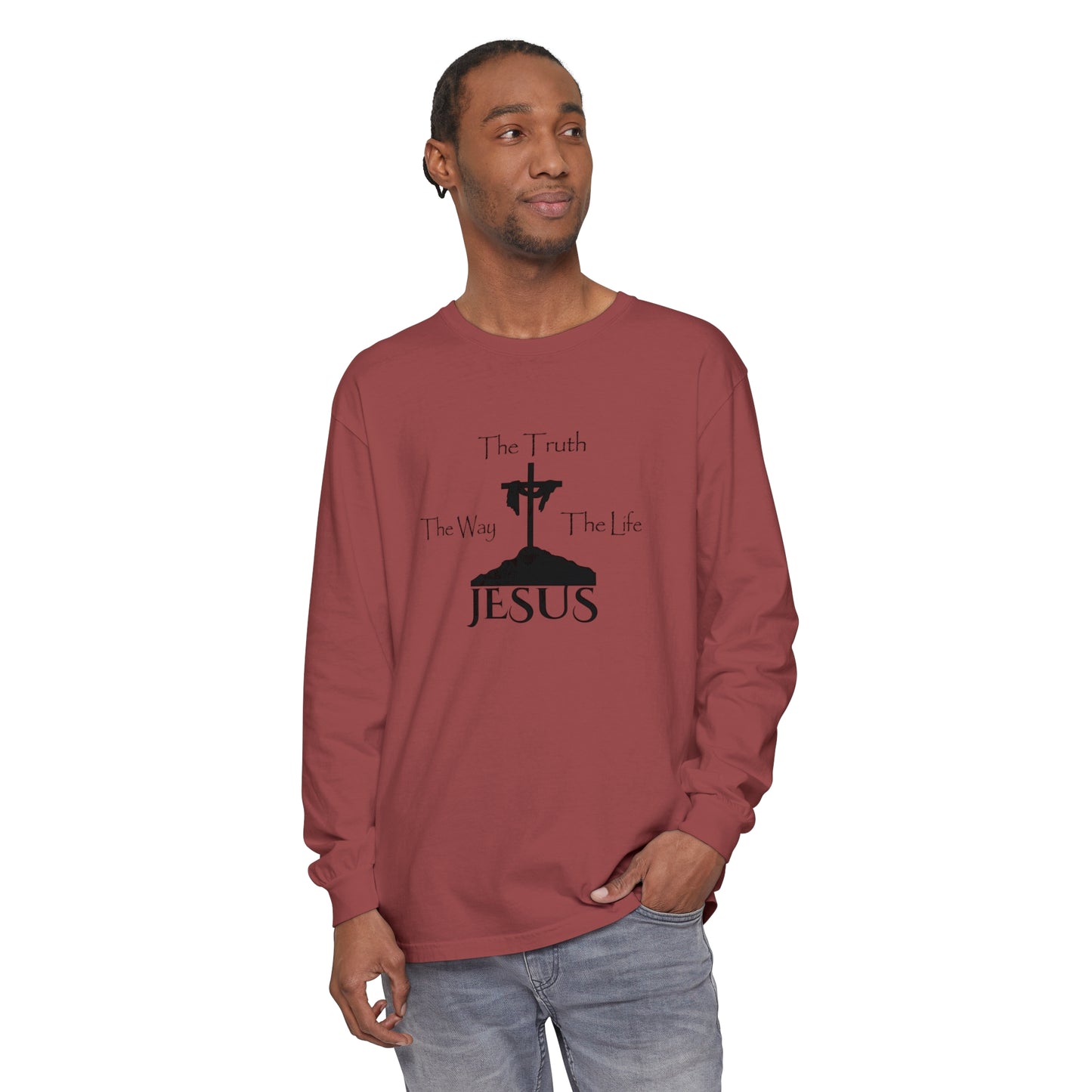 Jesus The Way The Truth The Life Unisex Garment-dyed Long Sleeve T-Shirt