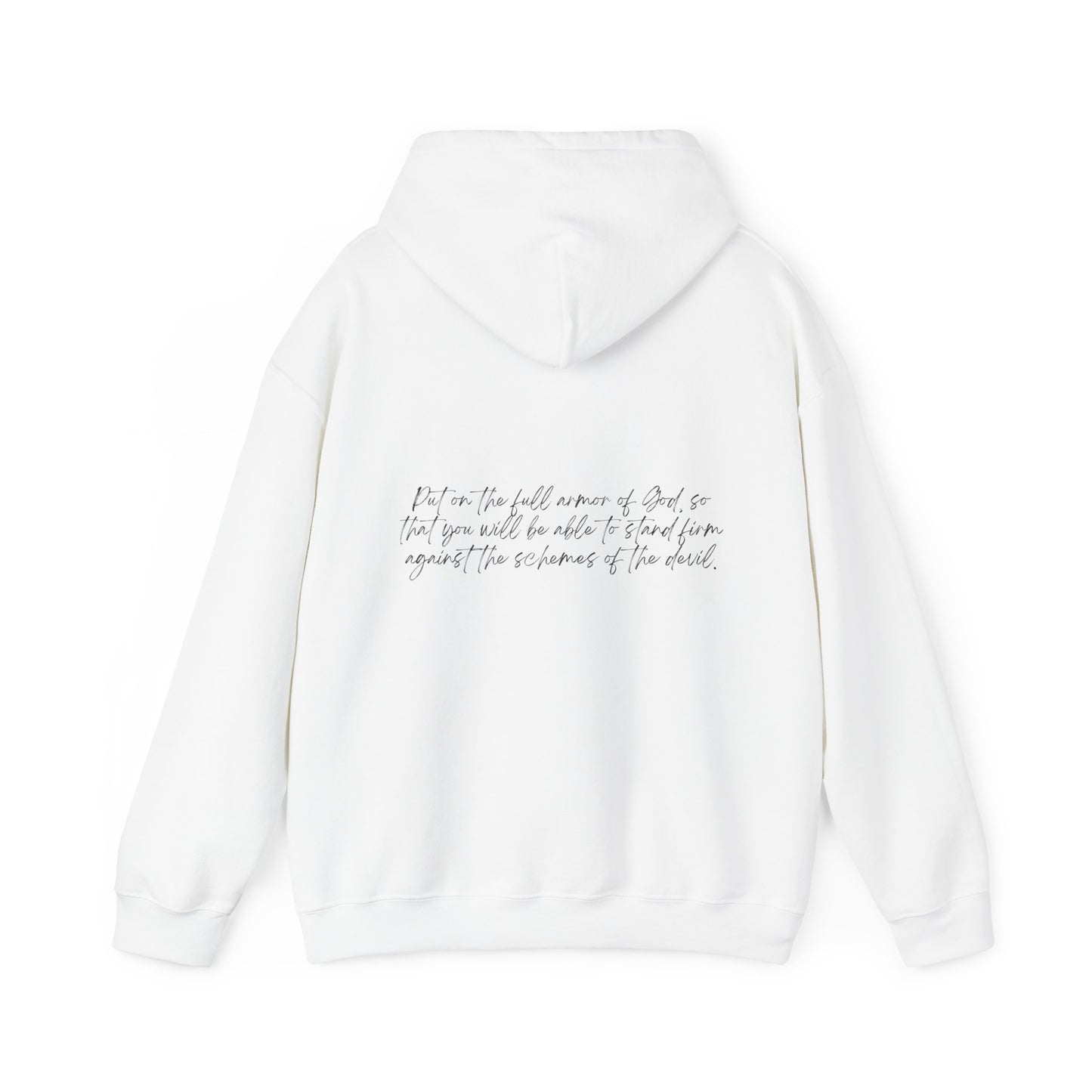 Ephesians 6:11 Armor w/ Full Scripture on Back Unisex Heavy Blend™ Hooded Sweatshirt