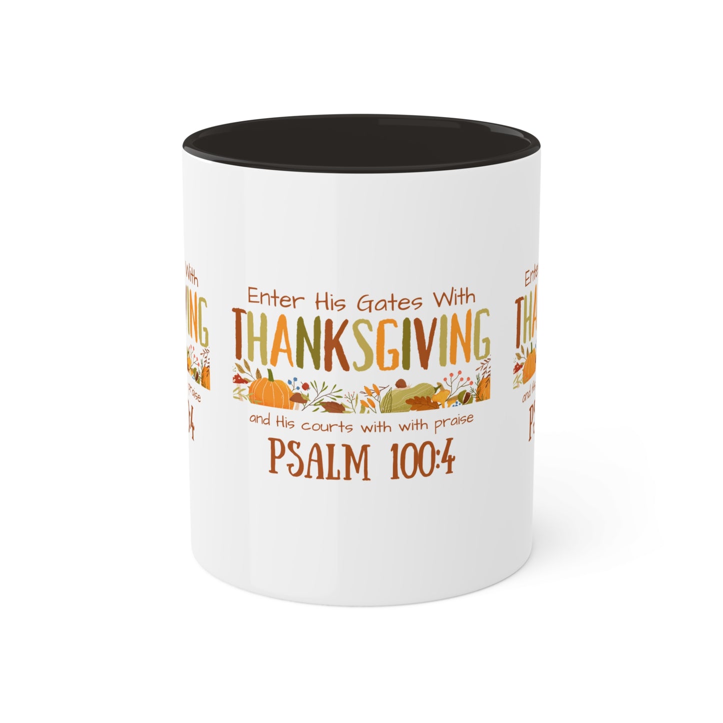 Thanksgiving Psalm 100:4 Colorful Mugs, 11oz