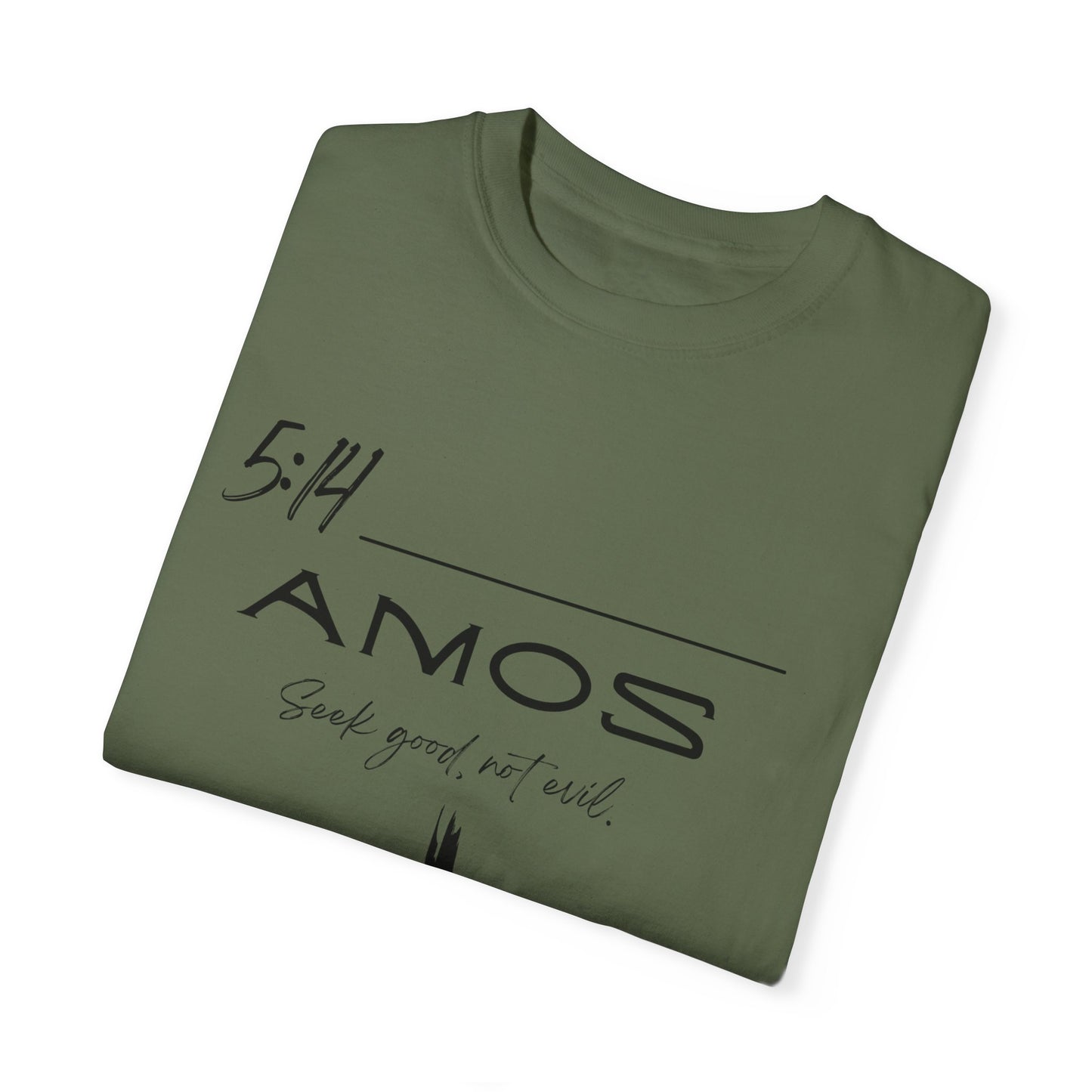 Amos 5:14 w/ Full Scripture on Back Unisex Garment-Dyed T-shirt