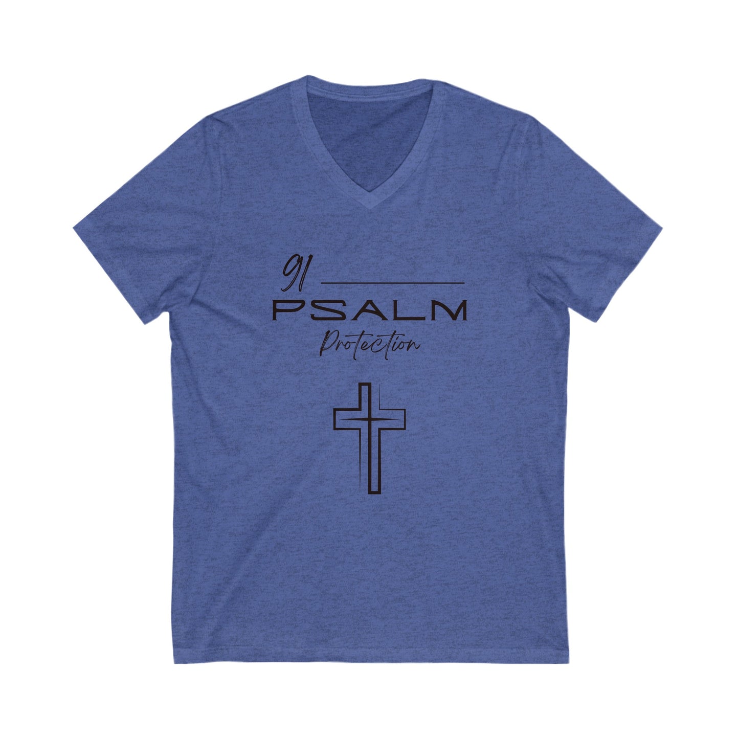 Psalm 91 Protection Unisex Jersey Short Sleeve V-Neck Tee