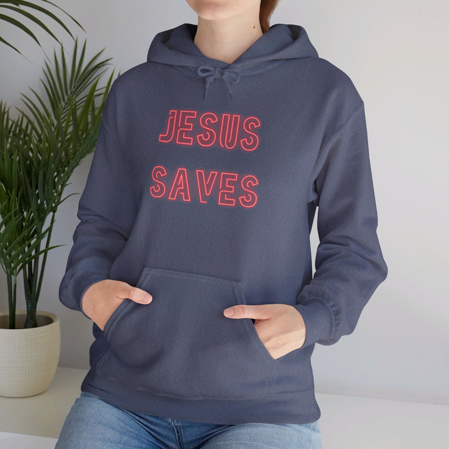 Jesus Saves Neon Signage Unisex Heavy Blend™ Hooded Sweatshirt