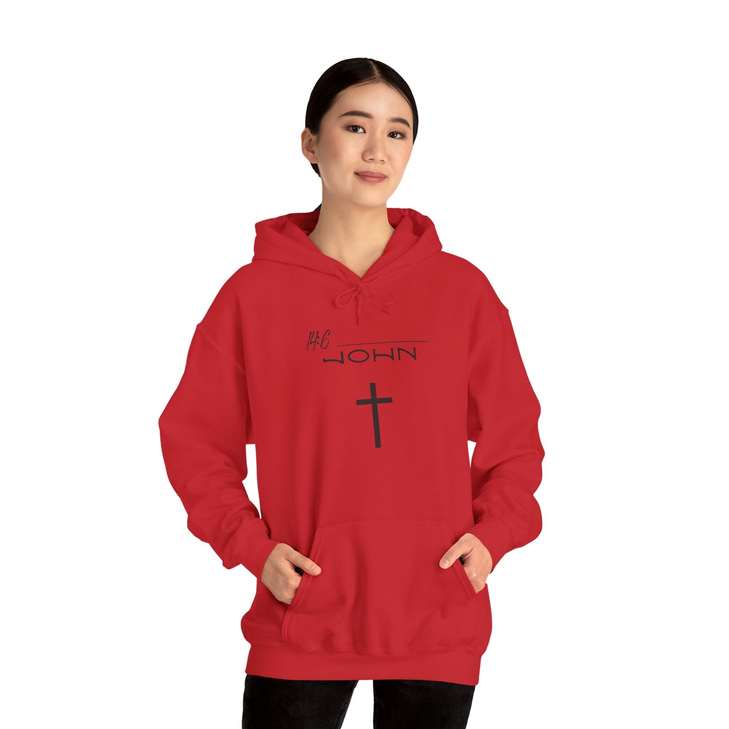 John 14:6 w/ Full Scripture On Back Unisex Heavy Blend™ Hooded Sweatshirt