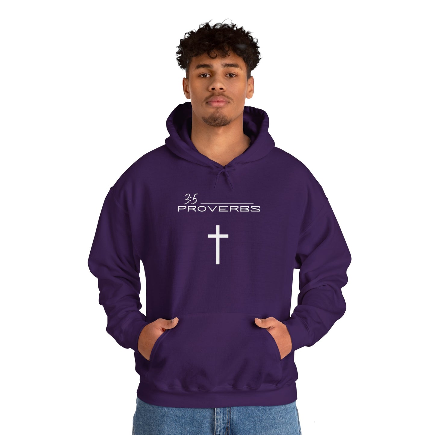 Proverbs 3:5 w/ Full Scripture On Back Unisex Heavy Blend™ Hooded Sweatshirt