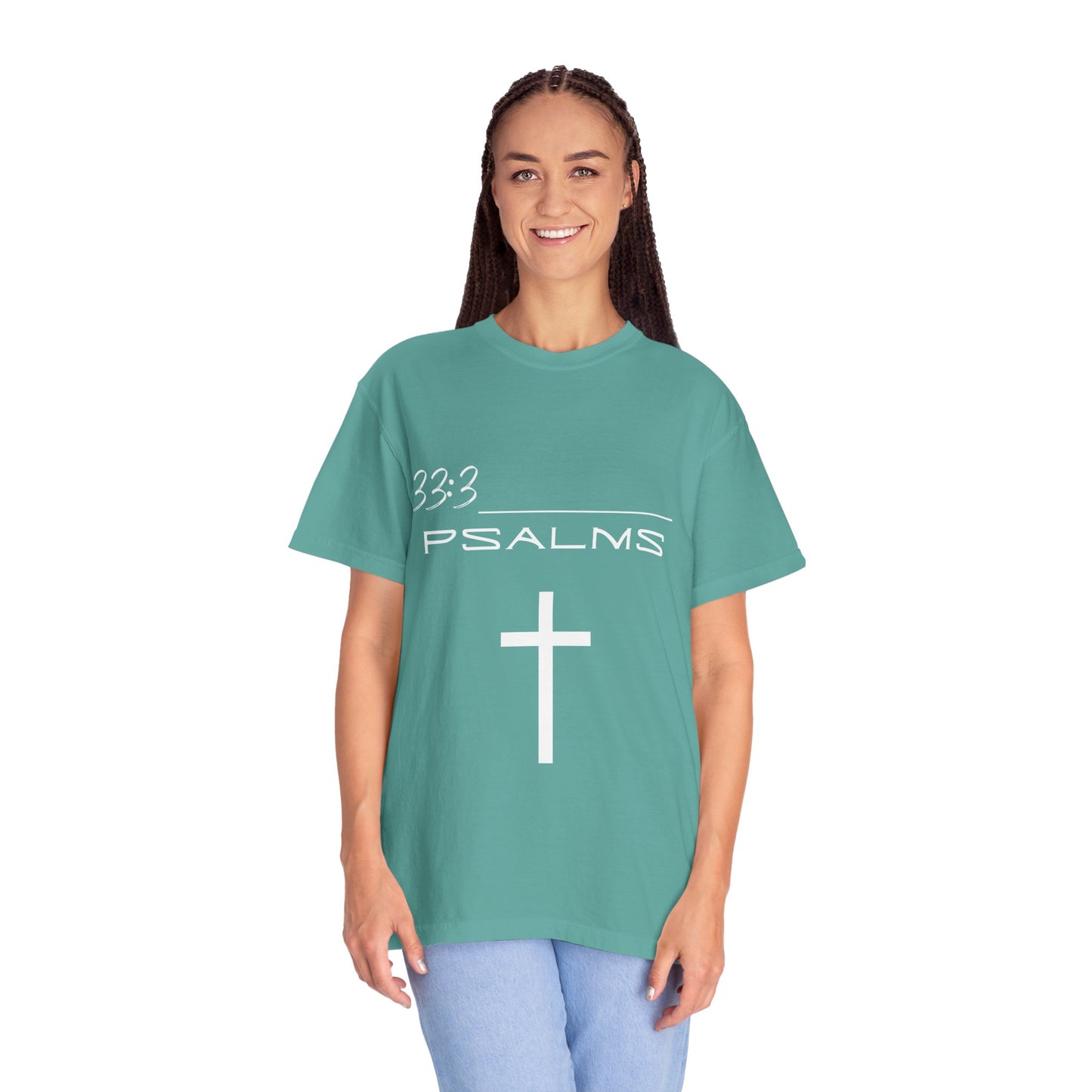 Psalms 33:3 w/ Full Scripture on Back Unisex Garment-Dyed T-shirt