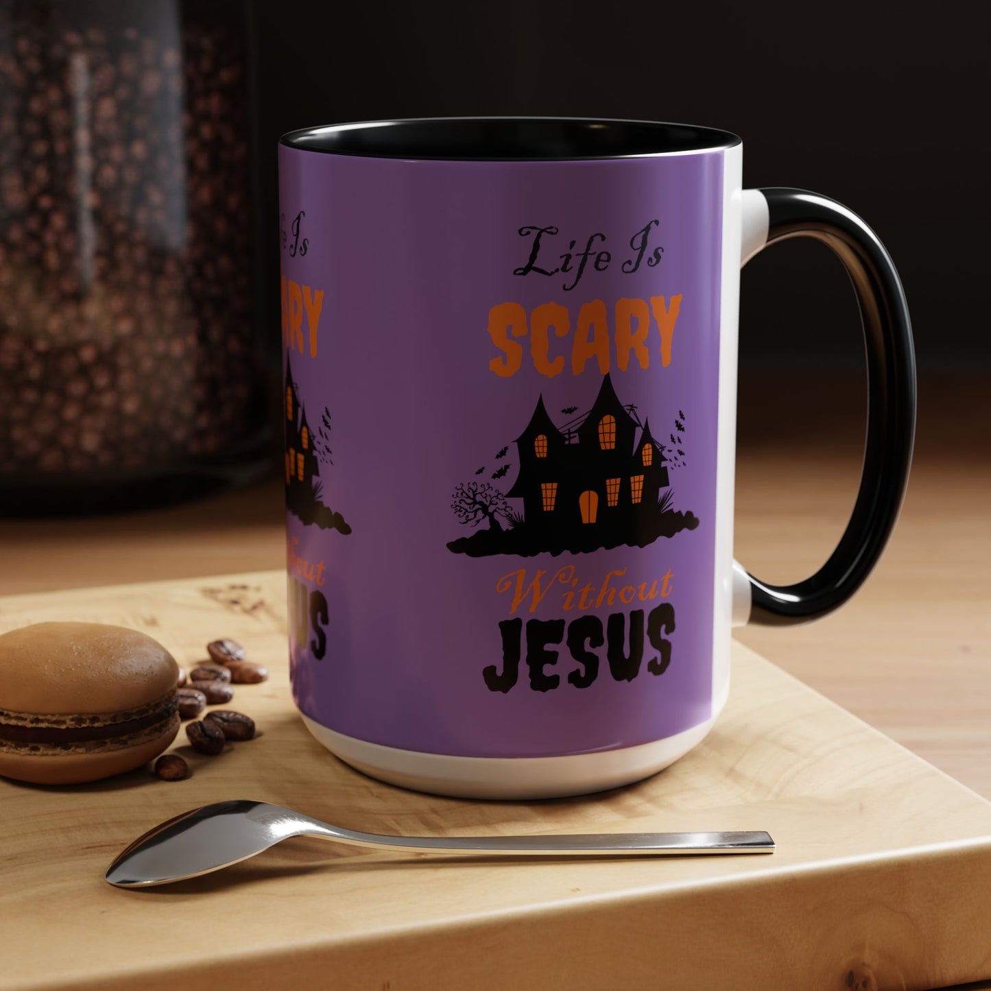 Life Is Scary Without Jesus Accent Coffee Mug (11, 15oz)