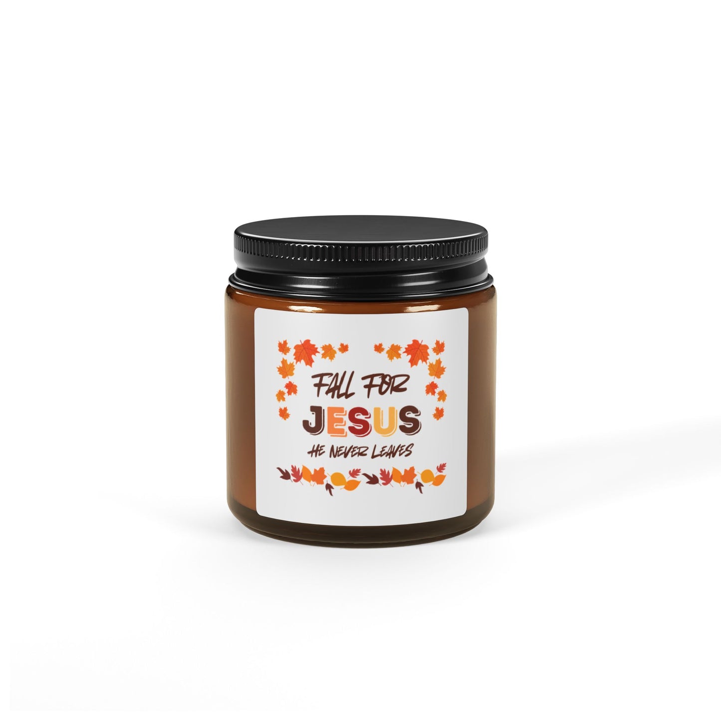 Fall For Jesus Harvest Scented Soy Candle (Multi-Size, Amber Jar)