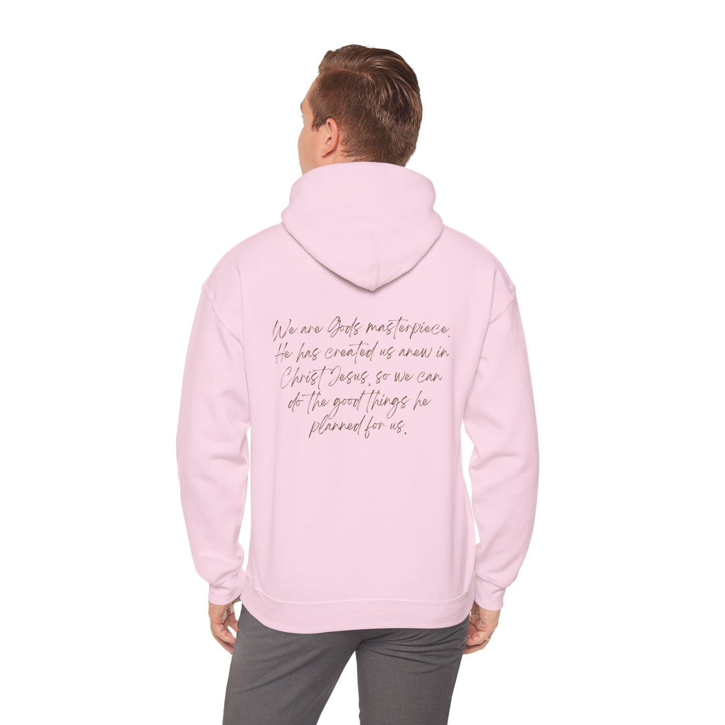 Ephesians 2:10 w/Full Scripture On Back Unisex Heavy Blend™ Hooded Sweatshirt