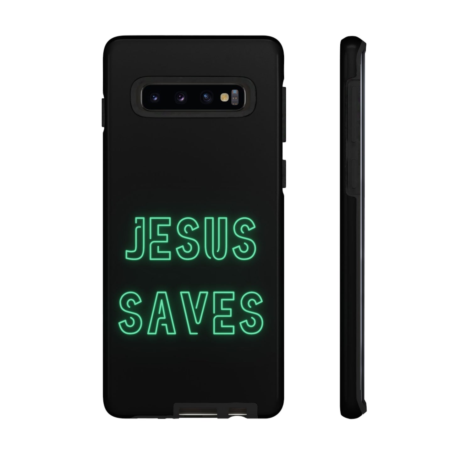 Jesus Saves Neon Signage Green Tough Cases