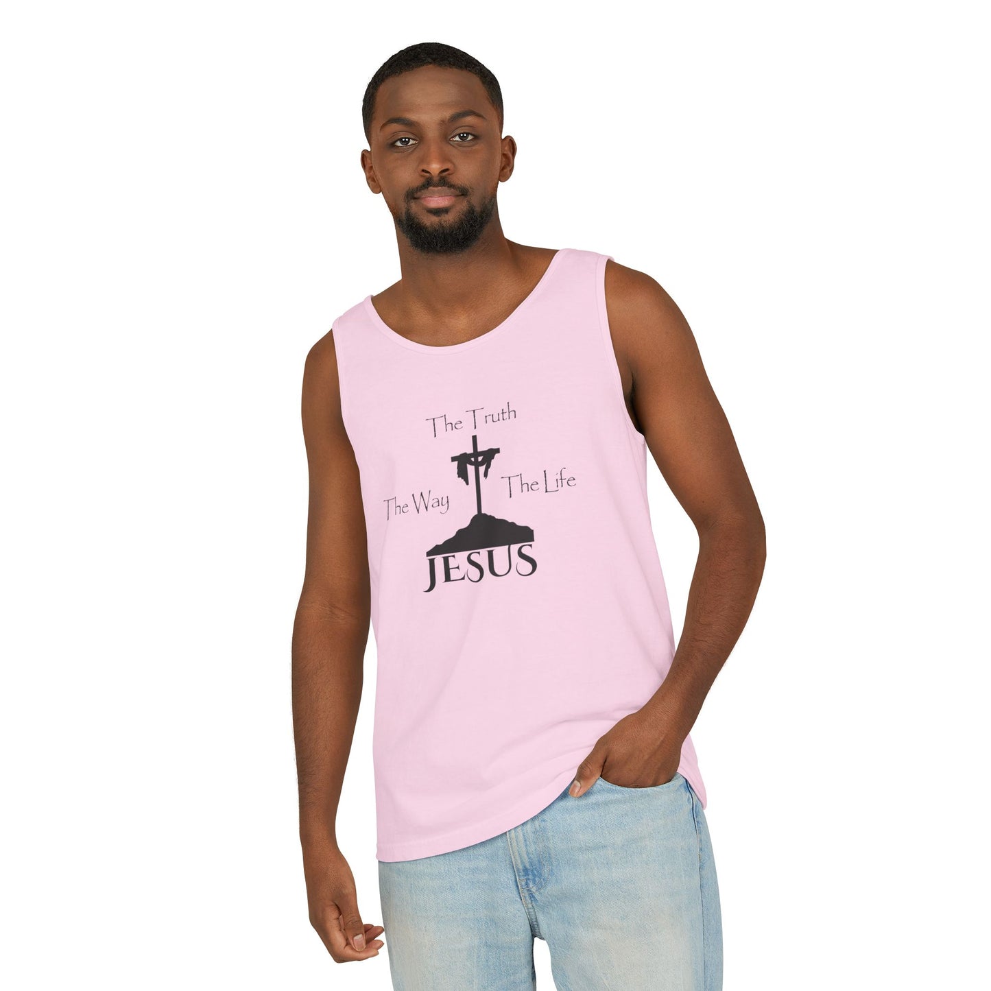 Jesus The Way The Truth The Life Unisex Garment-Dyed Tank Top