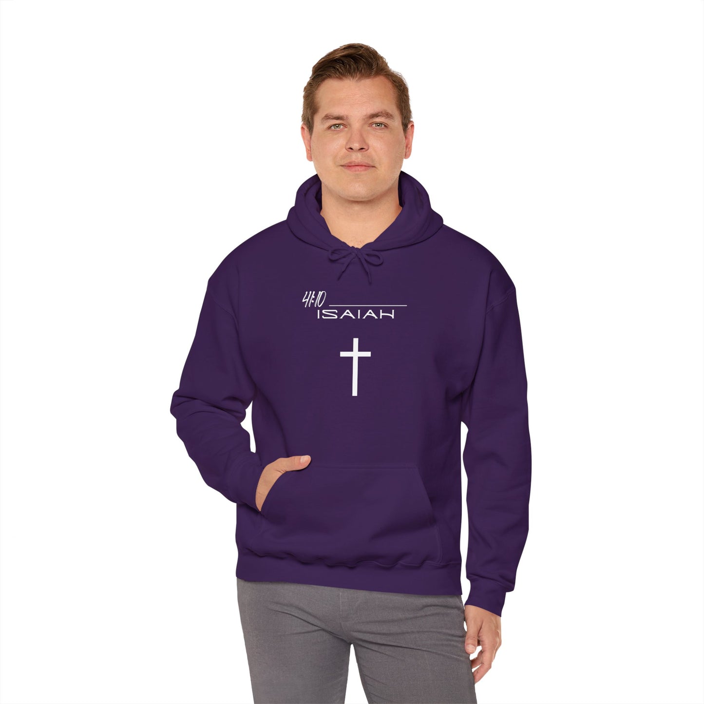 Isaiah 41:10 w/ Full Scripture On Back Unisex Heavy Blend™ Hooded Sweatshirt