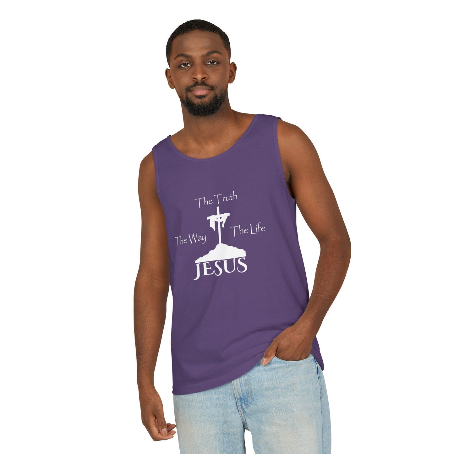 Jesus The Way The Truth The Life Unisex Garment-Dyed Tank Top