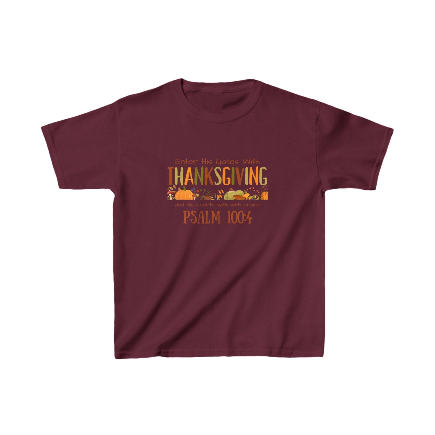 Thanksgiving Psalm 100:4 Kids Heavy Cotton™ Tee