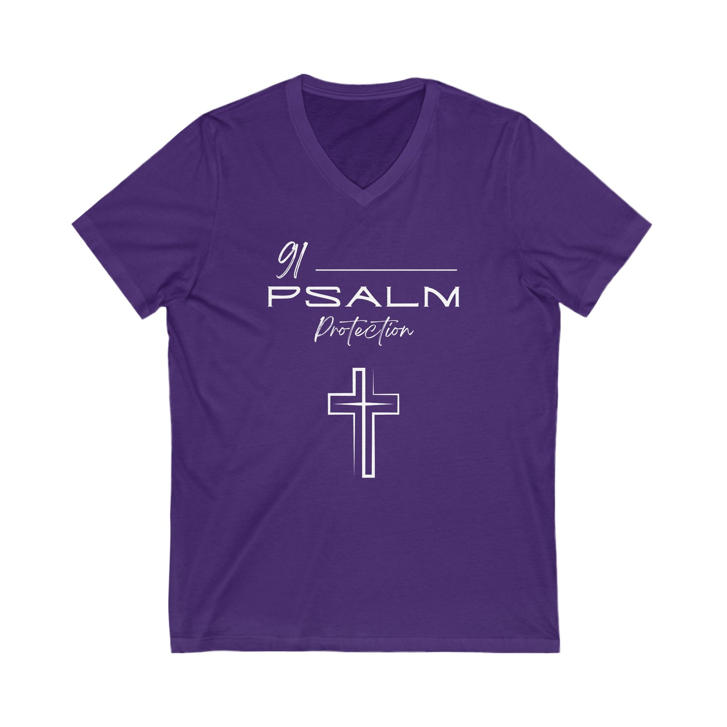 Psalm 91 Protection Unisex Jersey Short Sleeve V-Neck Tee