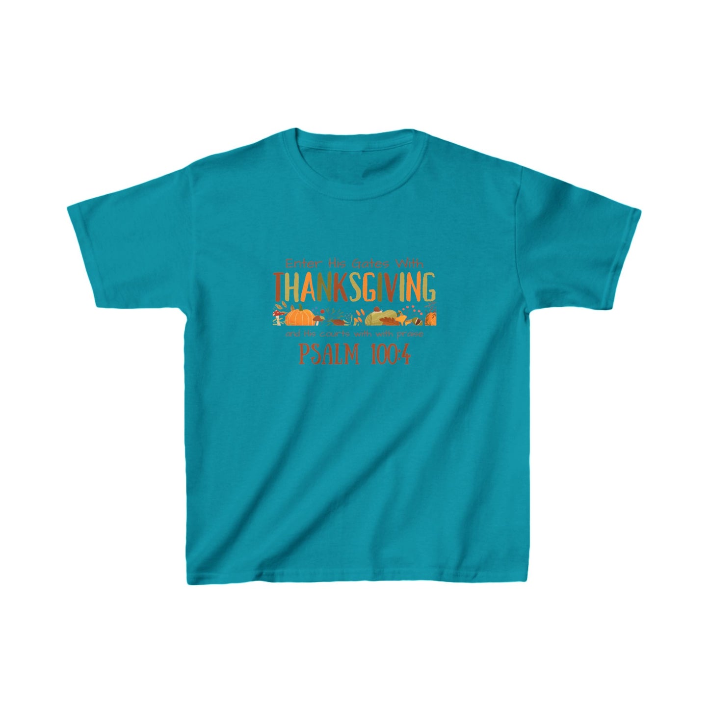 Thanksgiving Psalm 100:4 Kids Heavy Cotton™ Tee