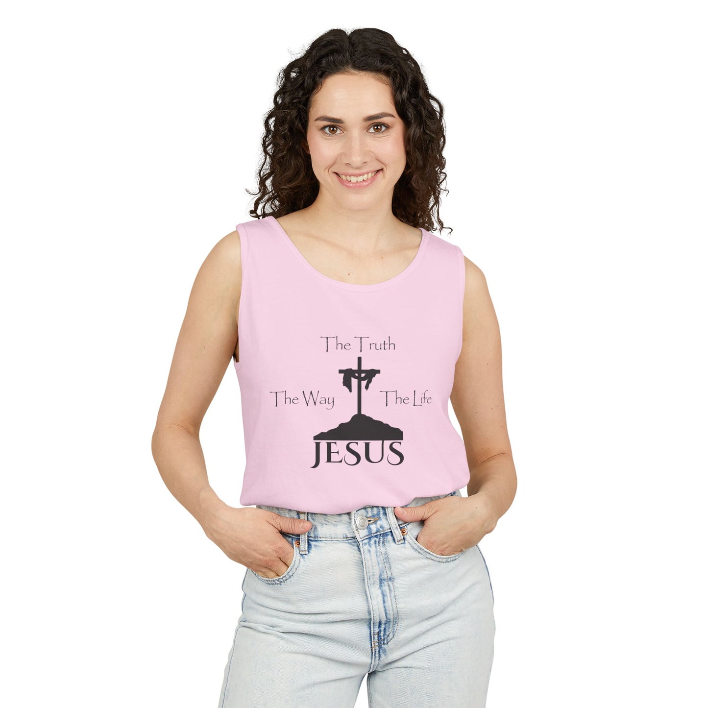 Jesus The Way The Truth The Life Unisex Garment-Dyed Tank Top