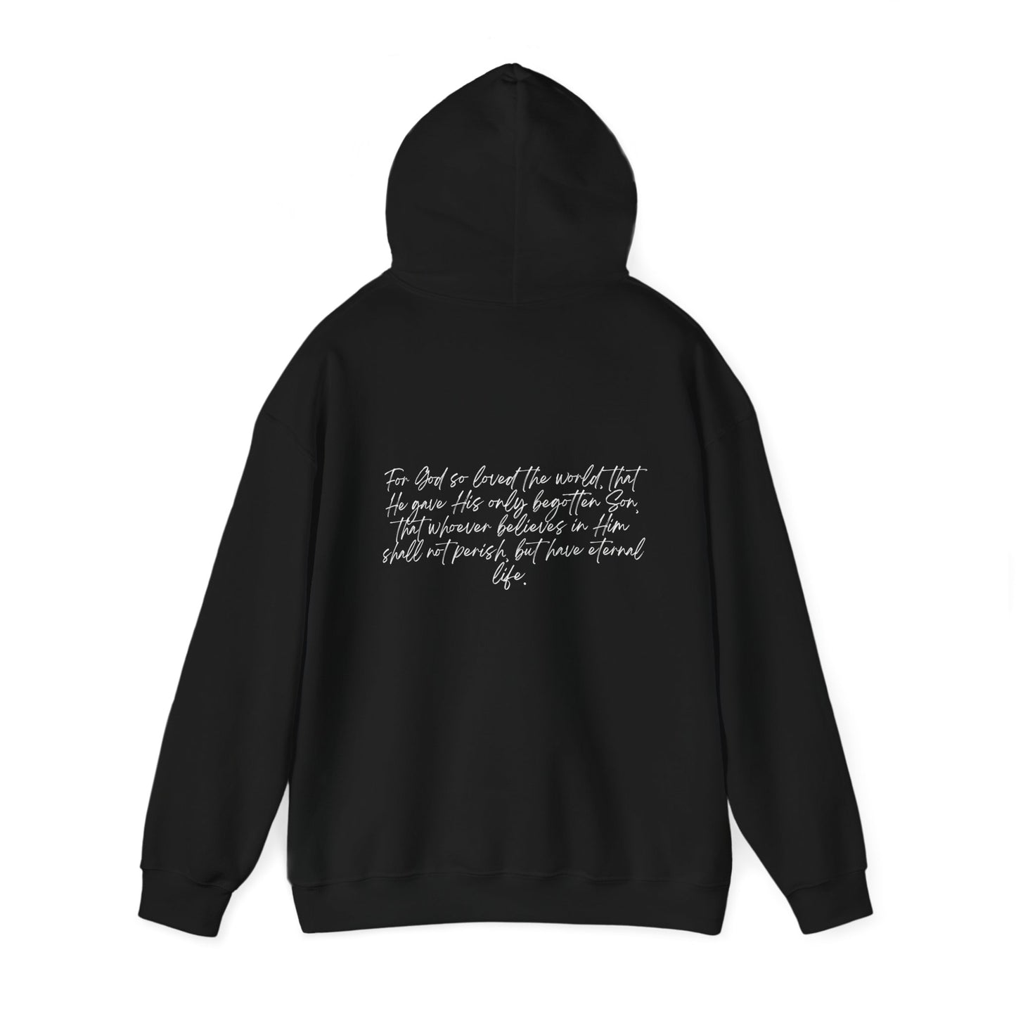 John 3:16 w/ Full Scripture On Back Unisex Heavy Blend™ Hooded Sweatshirt