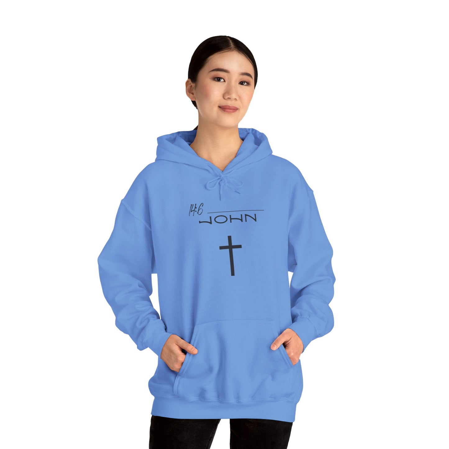 John 14:6 w/ Full Scripture On Back Unisex Heavy Blend™ Hooded Sweatshirt