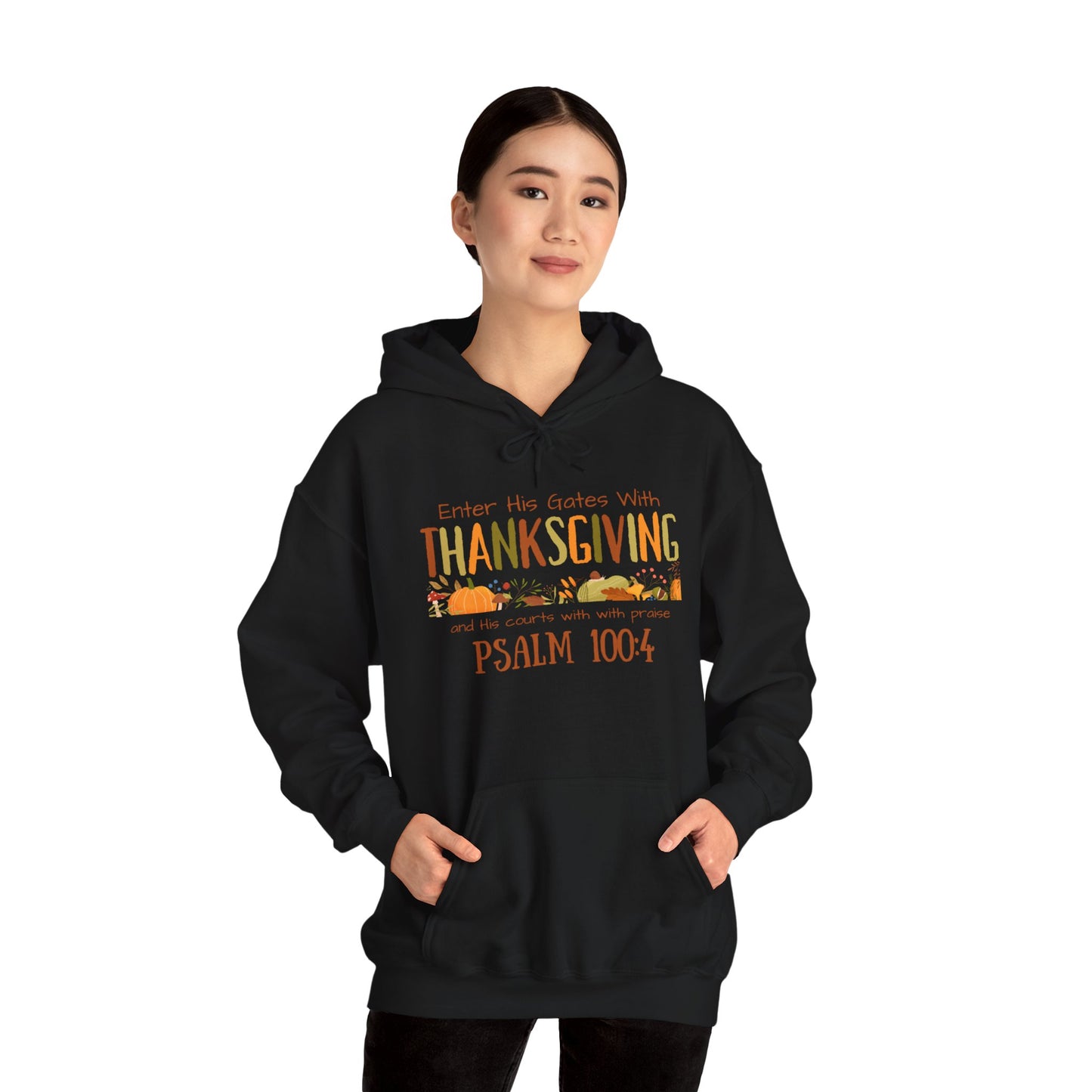 Thanksgiving Psalm 100:4 Unisex Heavy Blend™ Hooded Sweatshirt