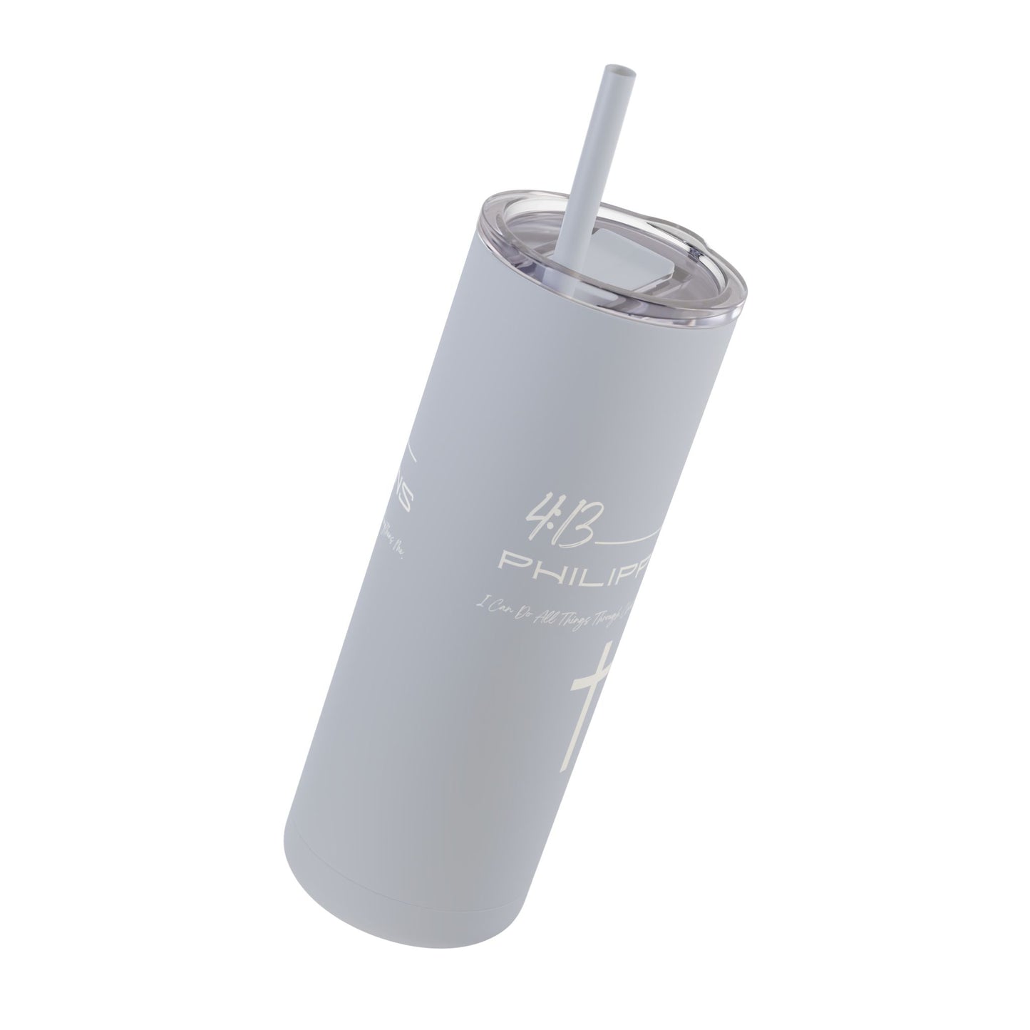 Philippians 4:13 Maars Maker Skinny Matte Tumbler, 20oz