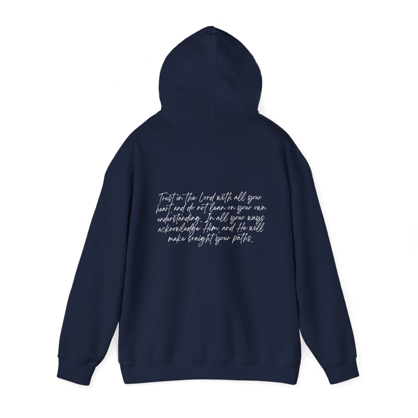 Proverbs 3:5 w/ Full Scripture On Back Unisex Heavy Blend™ Hooded Sweatshirt