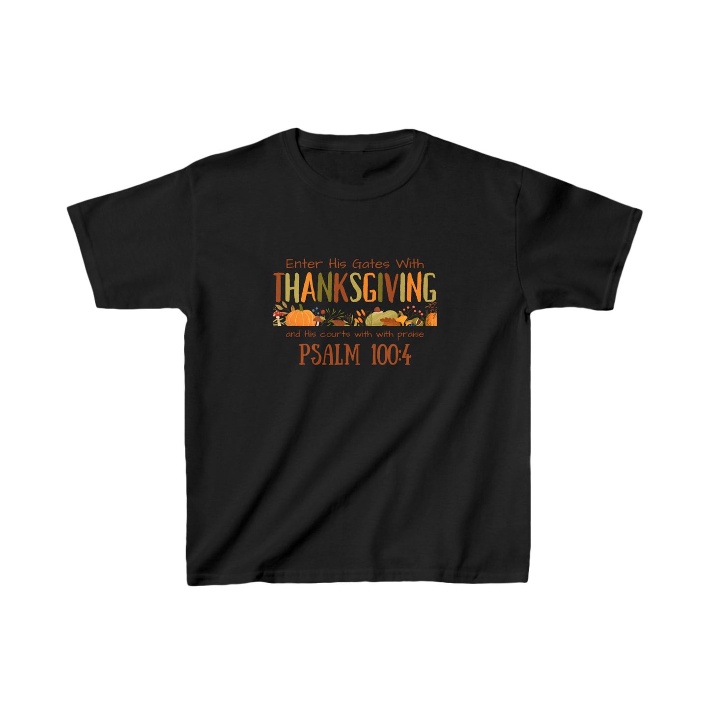 Thanksgiving Psalm 100:4 Kids Heavy Cotton™ Tee