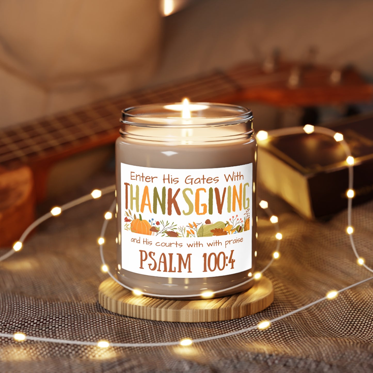 Thanksgiving Psalm 100:4 Scented Candles, 9oz