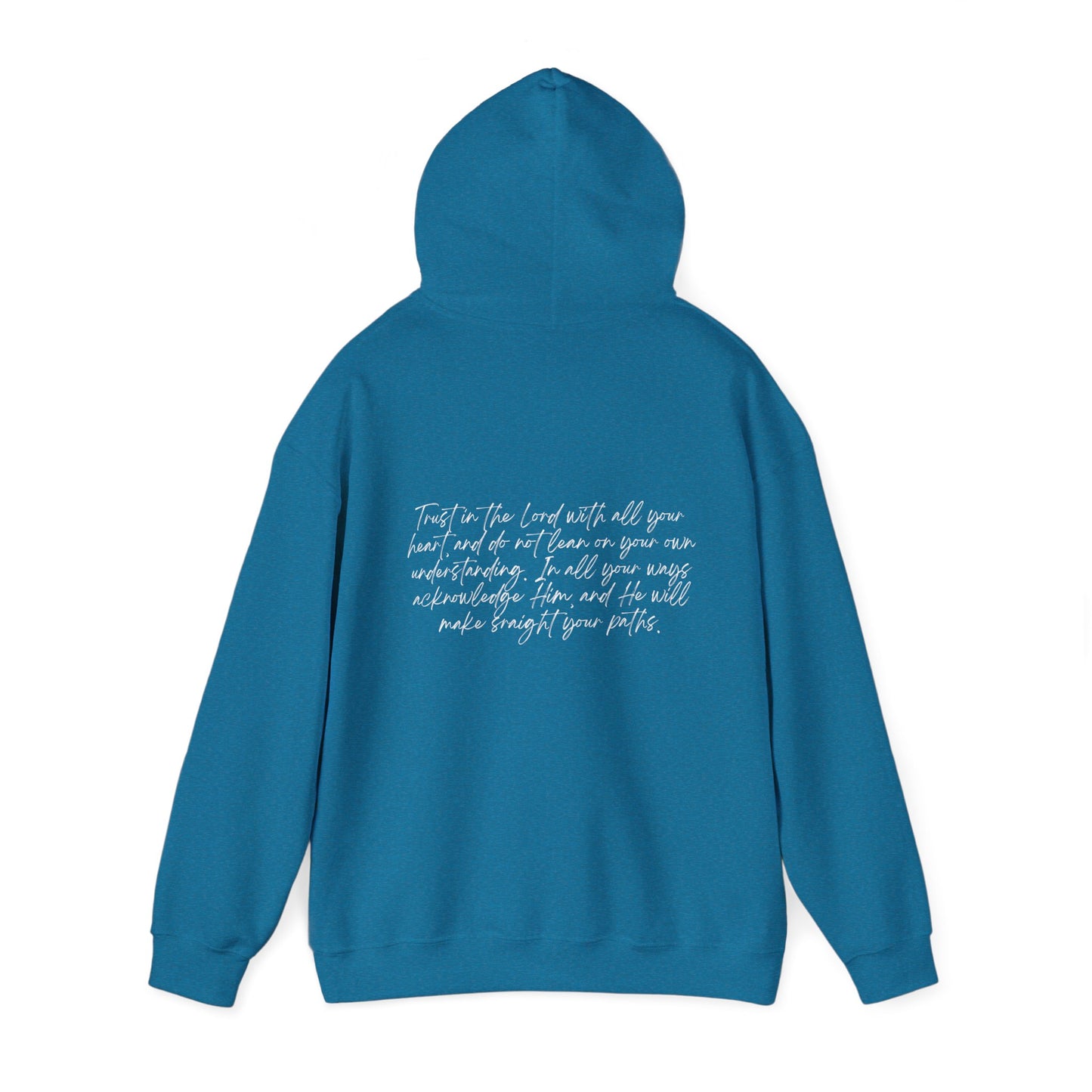 Proverbs 3:5 w/ Full Scripture On Back Unisex Heavy Blend™ Hooded Sweatshirt