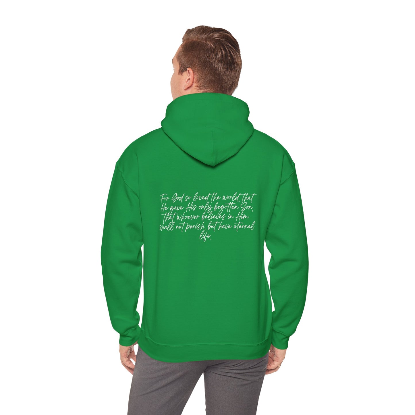 John 3:16 w/ Full Scripture On Back Unisex Heavy Blend™ Hooded Sweatshirt