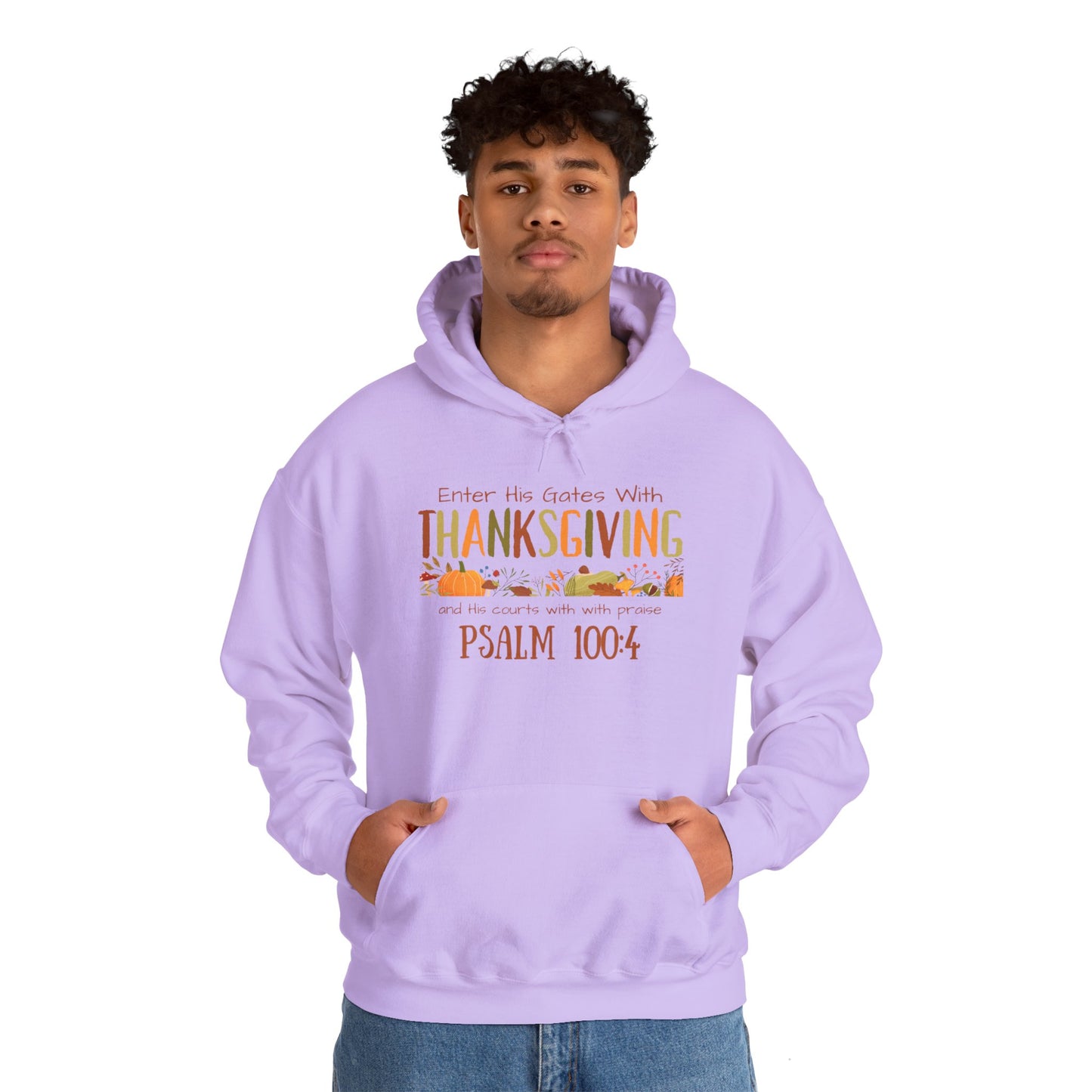 Thanksgiving Psalm 100:4 Unisex Heavy Blend™ Hooded Sweatshirt