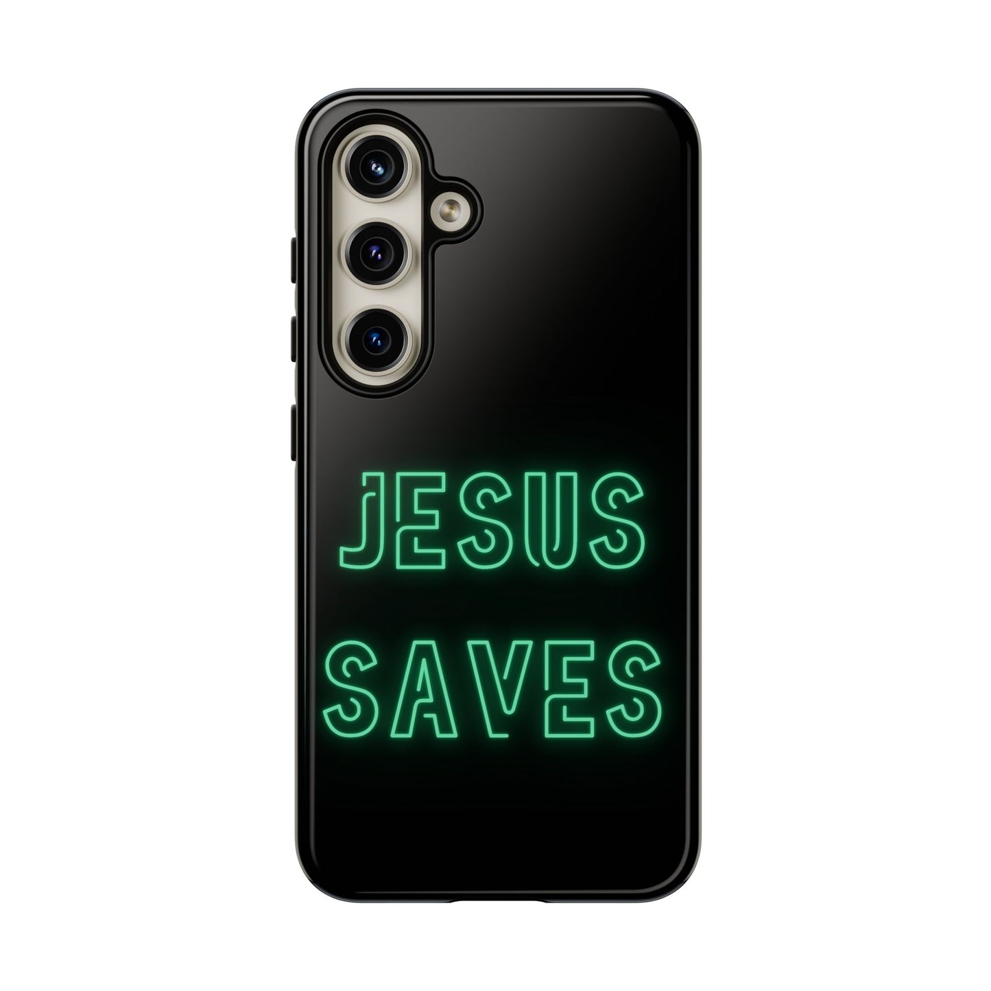 Jesus Saves Neon Signage Green Tough Cases