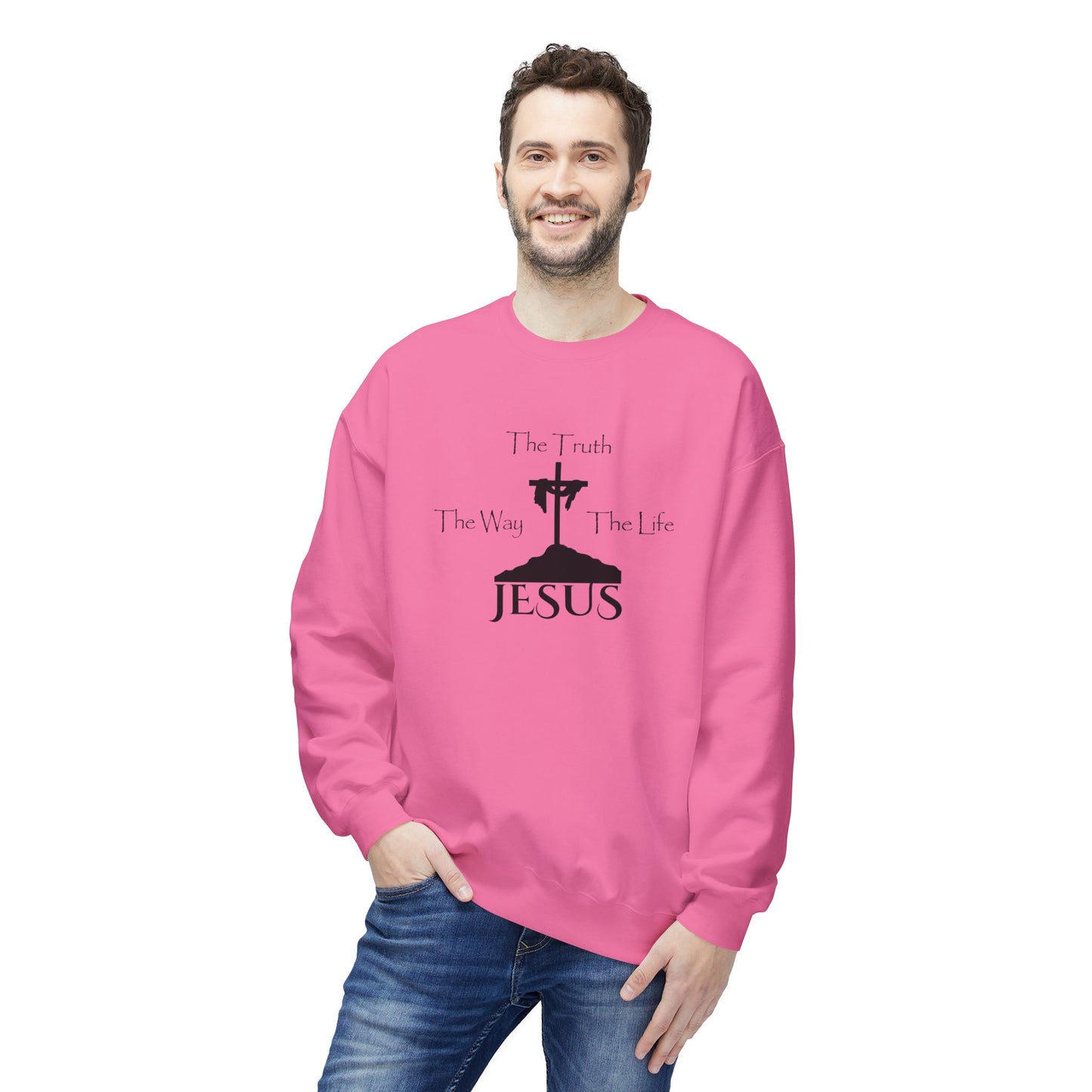 Jesus The Way The Truth The Life Unisex Midweight Softstyle Fleece Crewneck Sweatshirt