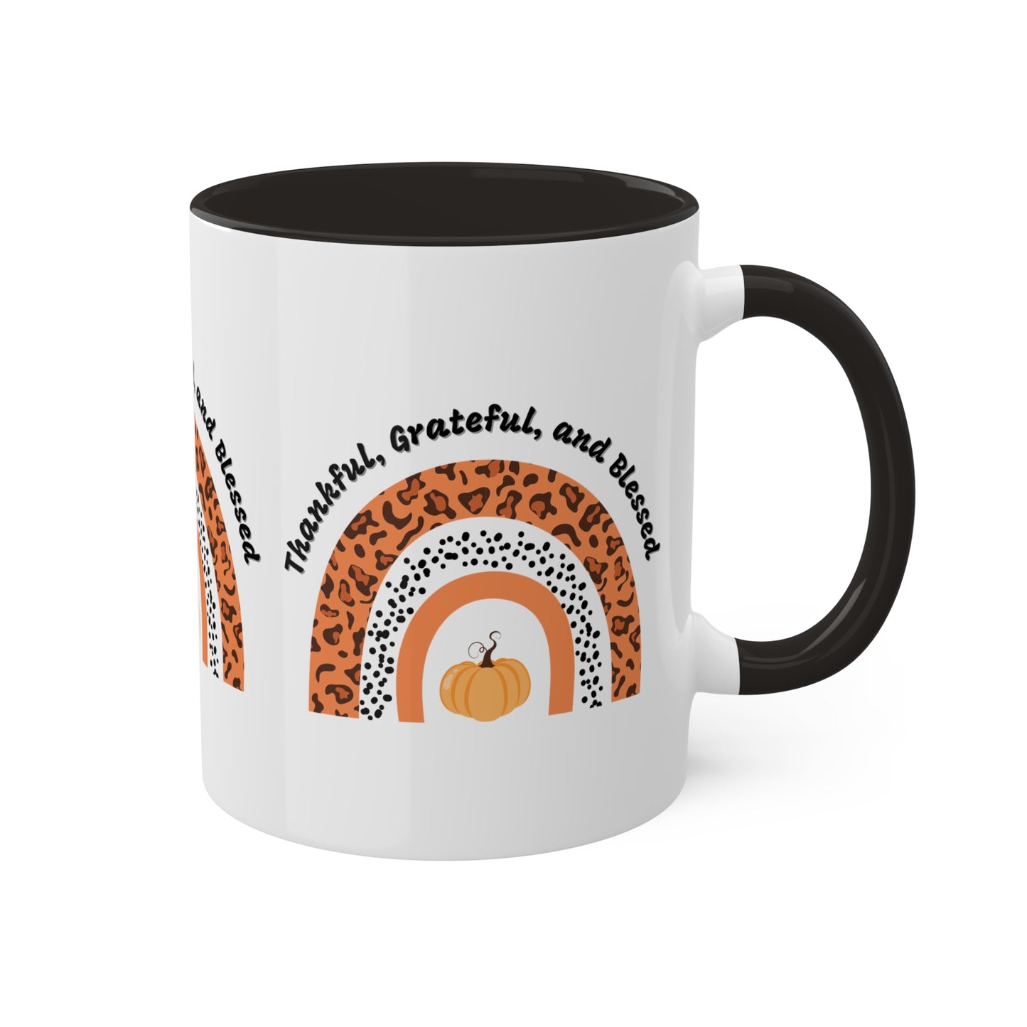 Thankful Grateful Blessed Colorful Mugs, 11oz