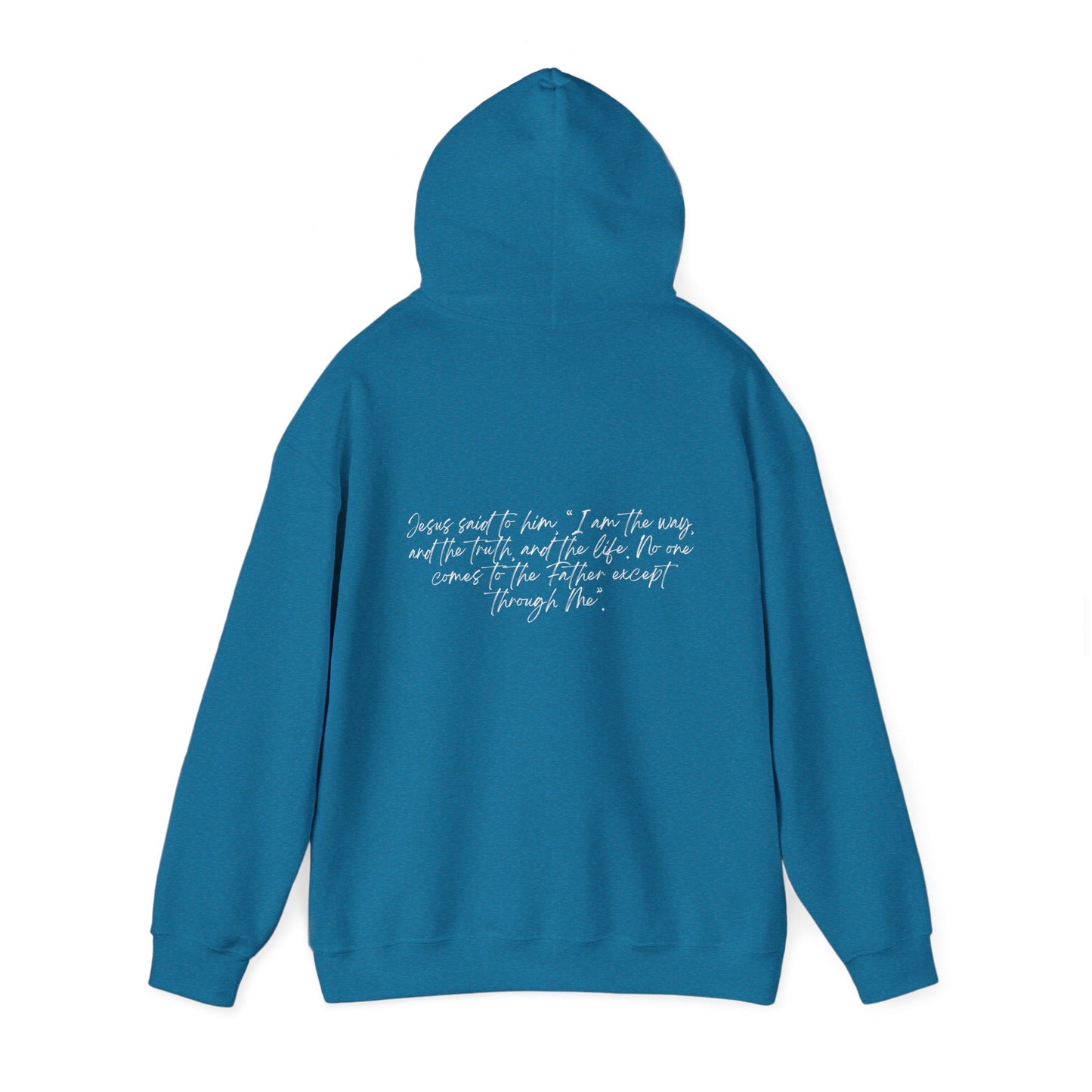 John 14:6 w/ Full Scripture On Back Unisex Heavy Blend™ Hooded Sweatshirt