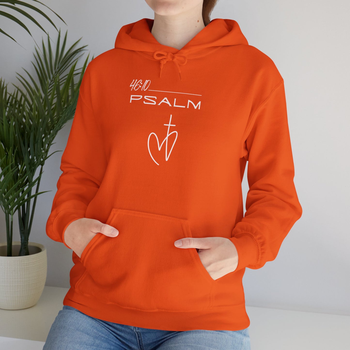 Psalm 46:10 w/ Full Scripture on Back Unisex Heavy Blend™ Hooded Sweatshirt