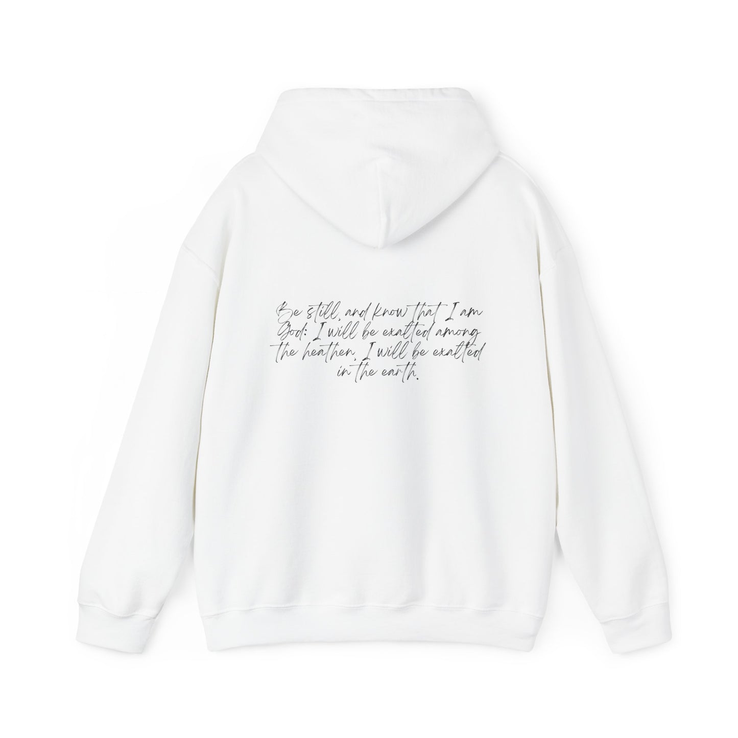 Psalm 46:10 w/ Full Scripture on Back Unisex Heavy Blend™ Hooded Sweatshirt