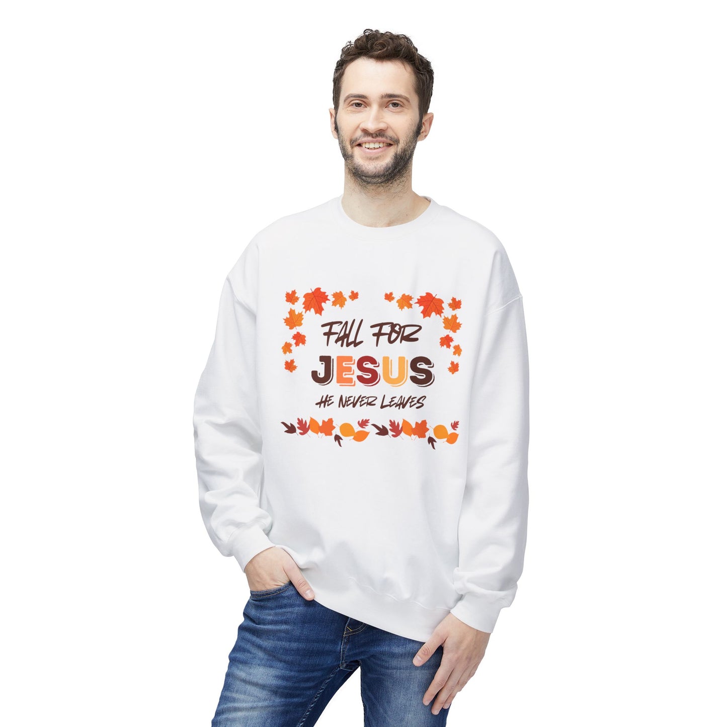 Fall For Jesus Harvest Unisex Midweight Softstyle Fleece Crewneck Sweatshirt