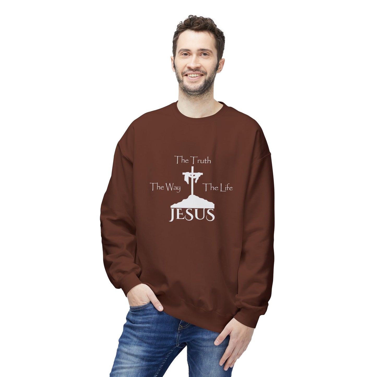 Jesus The Way The Truth The Life Unisex Midweight Softstyle Fleece Crewneck Sweatshirt