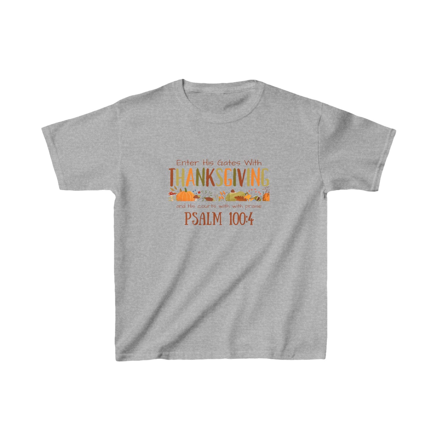 Thanksgiving Psalm 100:4 Kids Heavy Cotton™ Tee