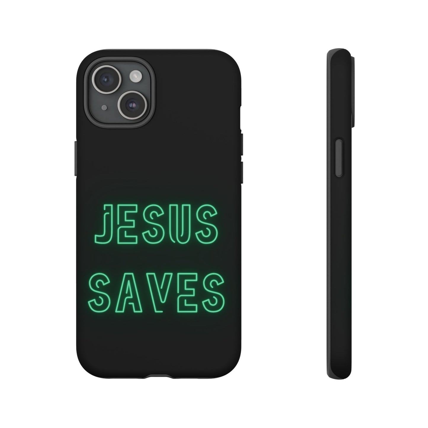 Jesus Saves Neon Signage Green Tough Cases