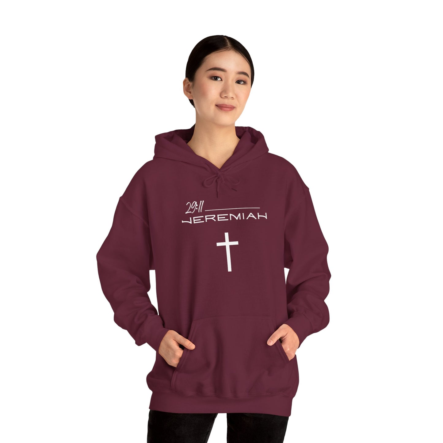 Jeremiah 29:11 w/ Full Scripture On Back Unisex Heavy Blend™ Hooded Sweatshirt