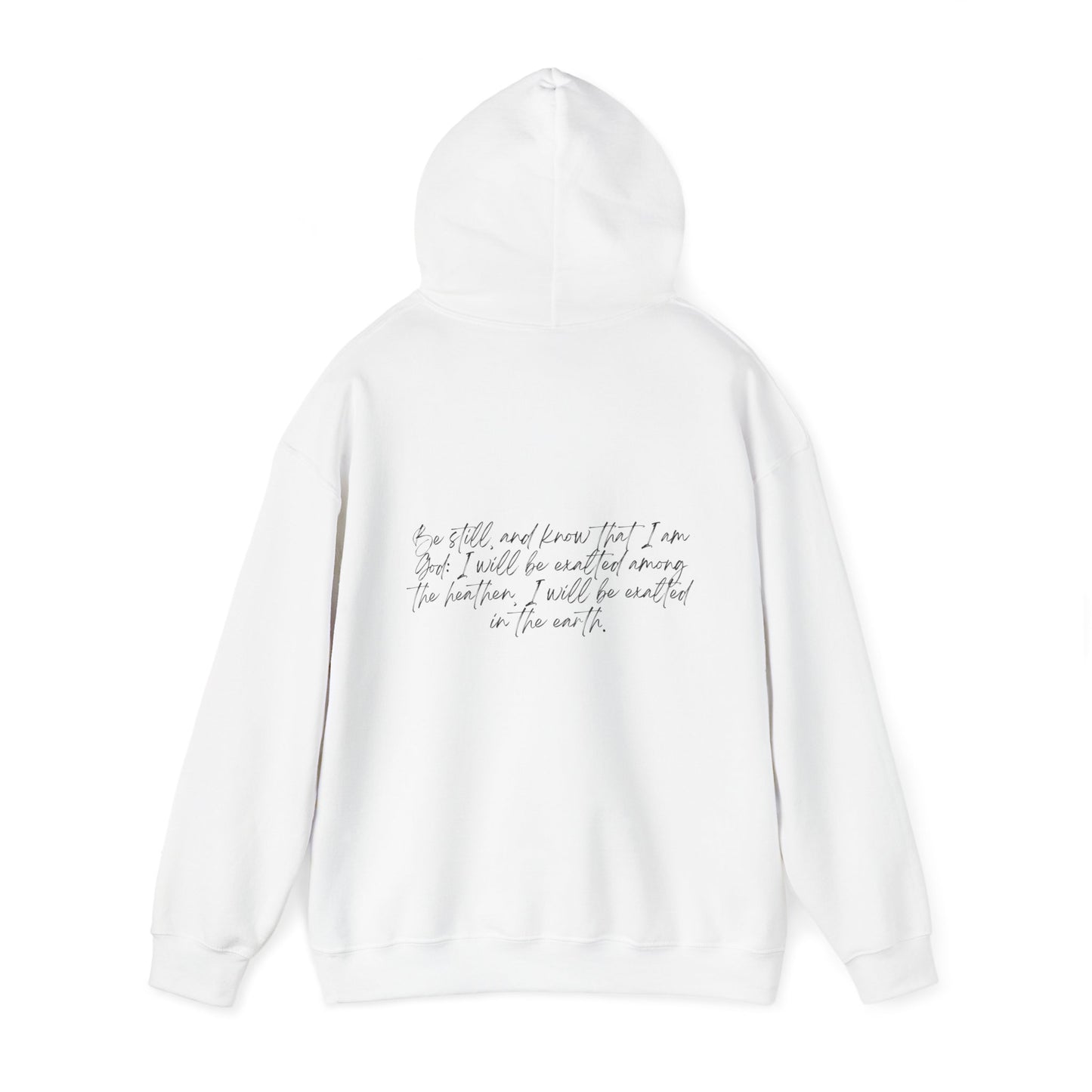 Psalm 46:10 w/ Full Scripture on Back Unisex Heavy Blend™ Hooded Sweatshirt