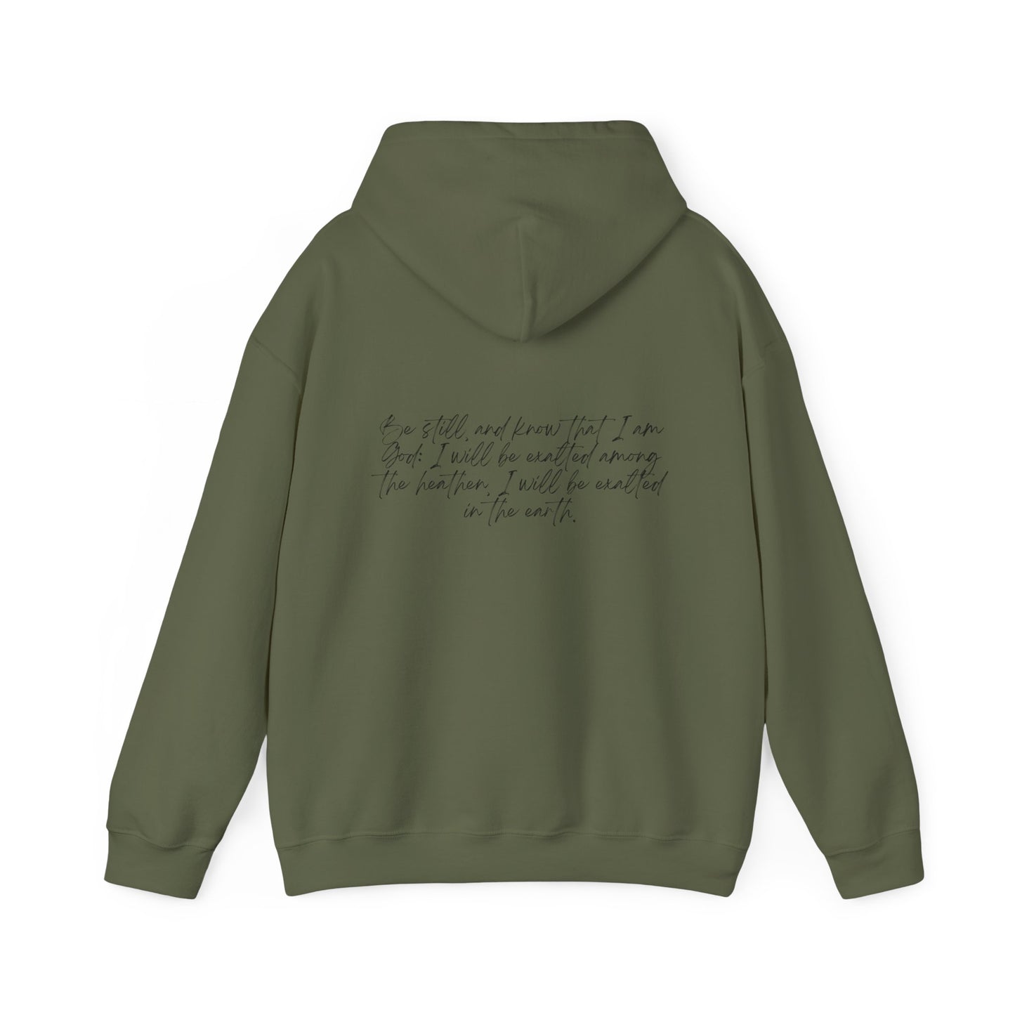 Psalm 46:10 w/ Full Scripture on Back Unisex Heavy Blend™ Hooded Sweatshirt