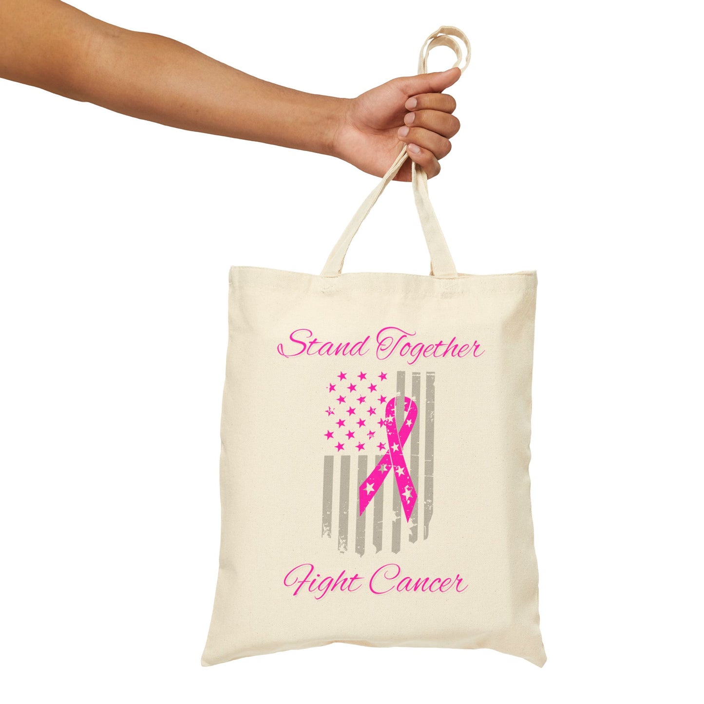 Stand Together Fight Breast Cancer Cotton Canvas Tote Bag