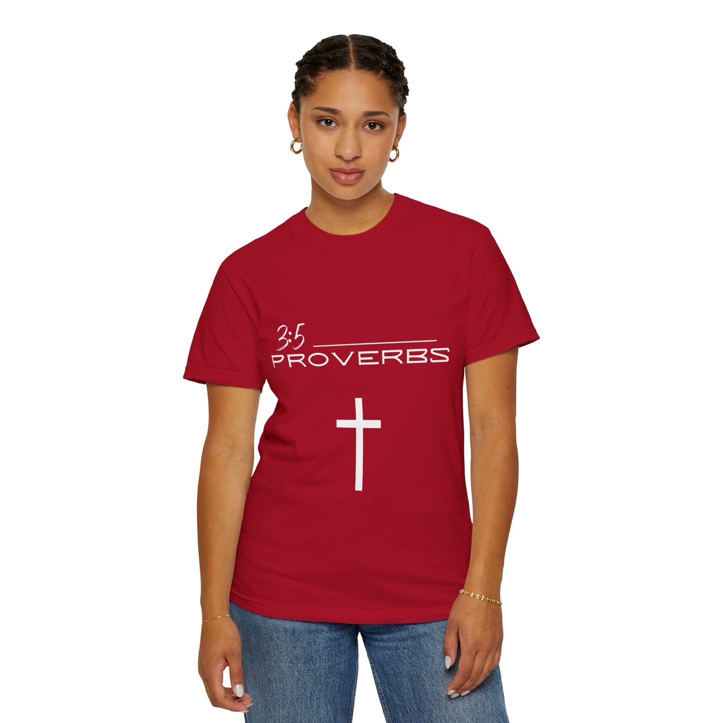 Proverbs 3:5 w/ Full Scripture on Back Unisex Garment-Dyed T-shirt