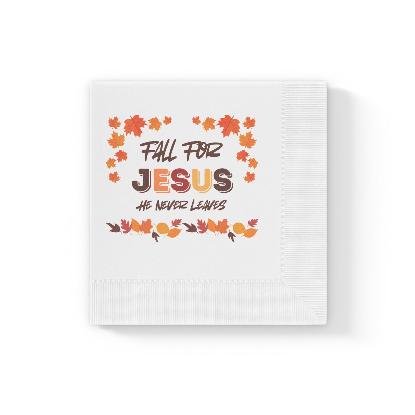 Fall For Jesus Harvest White Coined Napkins