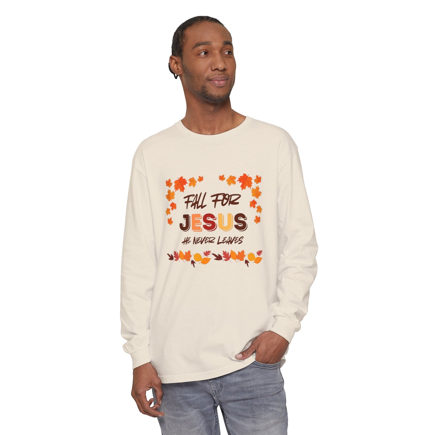 Fall For Jesus Harvest Long Sleeve T Unisex Garment-dyed Long Sleeve T-Shirt