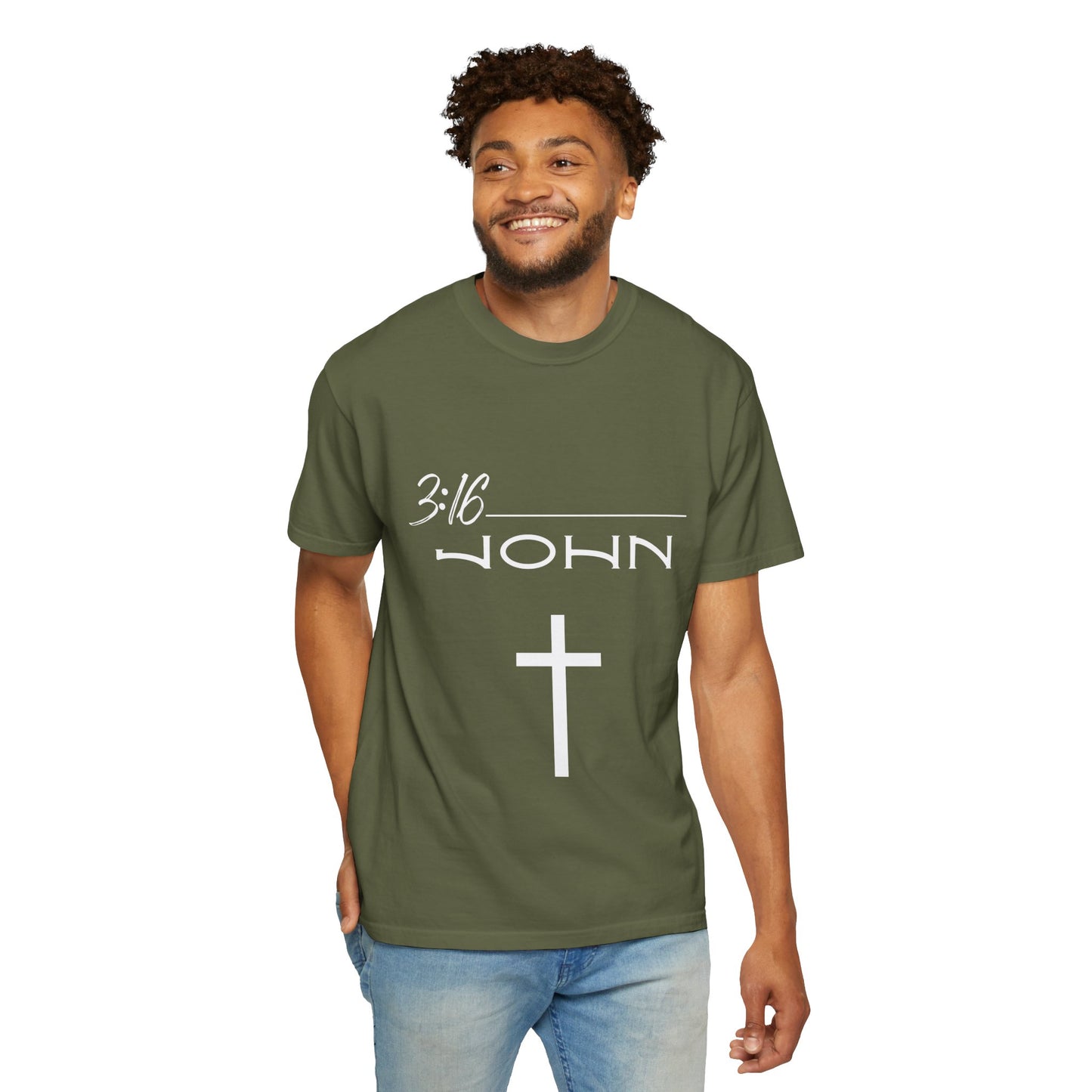 John 3:16 w/ Full Scripture on Back Unisex Garment-Dyed T-shirt