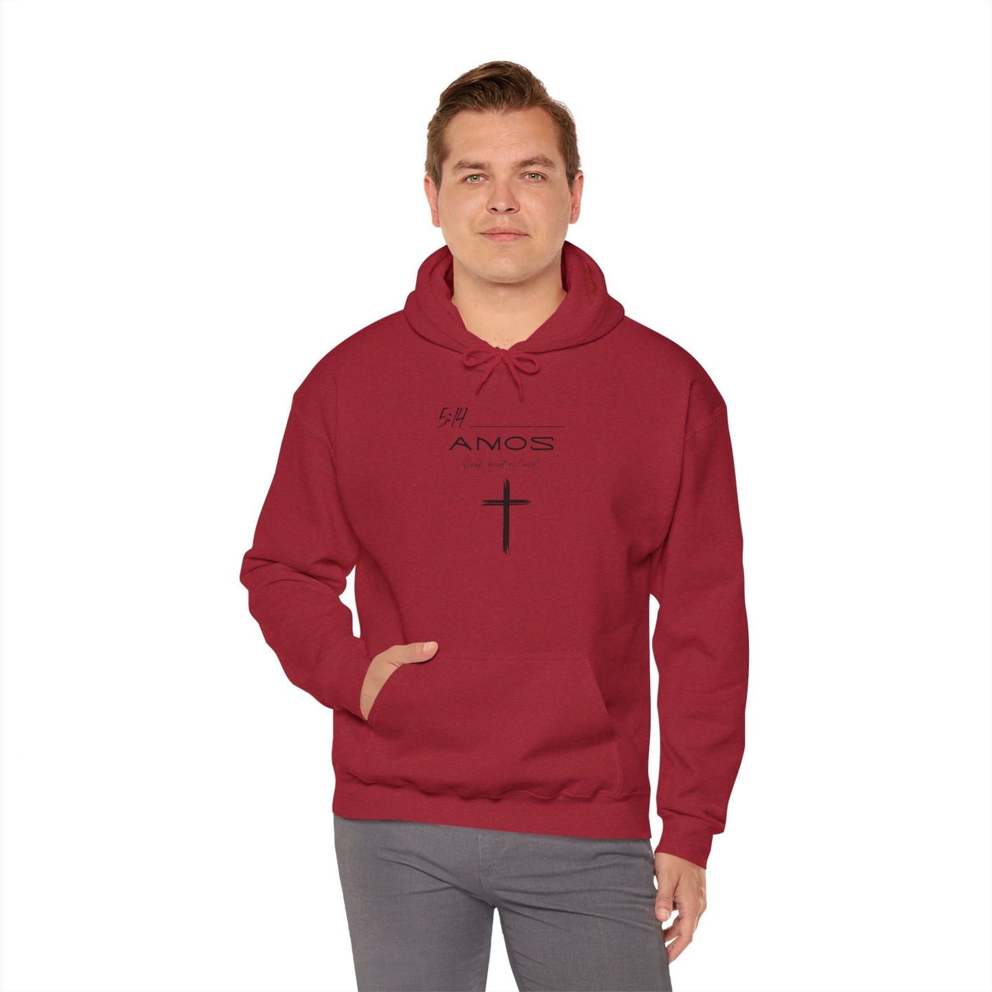 Amos 5:14 w/ Full Scripture on Back Unisex Heavy Blend™ Hooded Sweatshirt