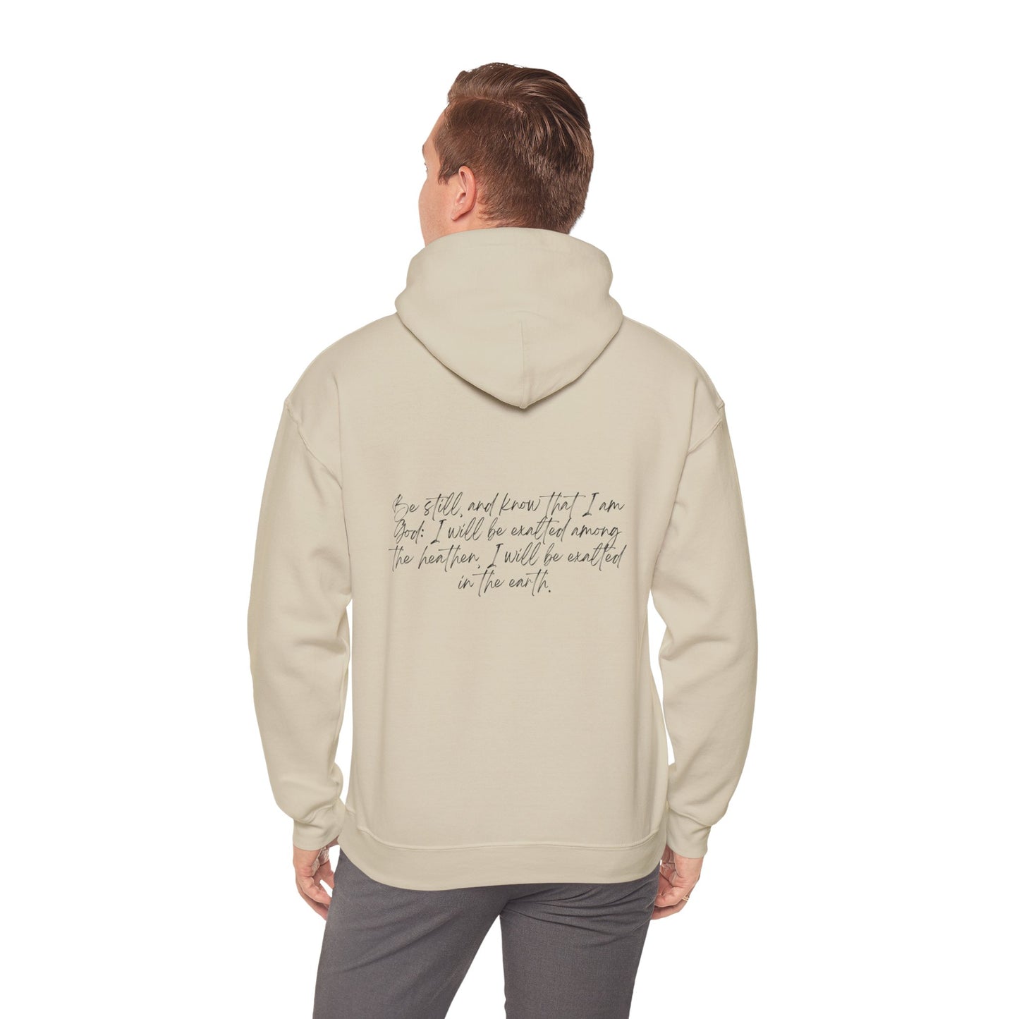 Psalm 46:10 w/ Full Scripture on Back Unisex Heavy Blend™ Hooded Sweatshirt